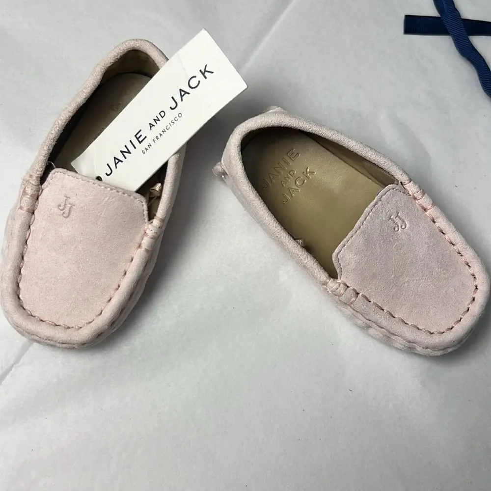 Janie and Jack 100049195 Boy Bunny Pink Suede Driving Shoe by Janie and Jack siz